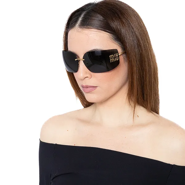 Kính Mát Nữ Miu Miu Sunglasses 0MU 54YS 5AK5S0 Màu Xám/Vàng Gold