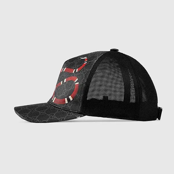 Mũ Nam Gucci GG Kingsnake Print Supreme Baseball Black Màu Đen Họa Tiết Size S - Mũ nón - Vua Hàng Hiệu