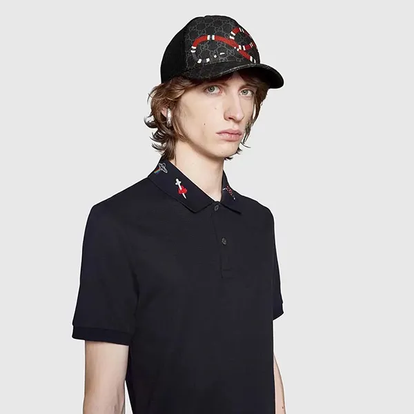 Mũ Nam Gucci GG Kingsnake Print Supreme Baseball Black Màu Đen Họa Tiết Size S - Mũ nón - Vua Hàng Hiệu
