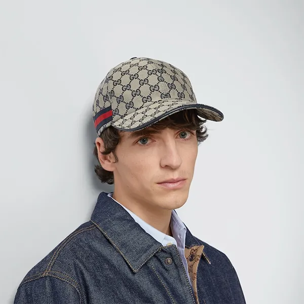 Mũ Nam Gucci GG Original Canvas Baseball Hat With Web 696845 4HAQQ 4068 Màu Be Họa Tiết Size XL
