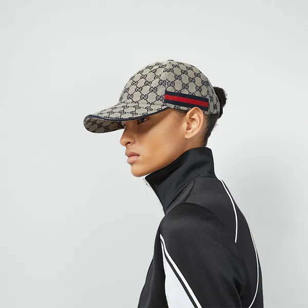 Mũ Nam Gucci GG Original Canvas Baseball Hat With Web 696845 4HAQQ 4068 Màu Be Họa Tiết Size XL