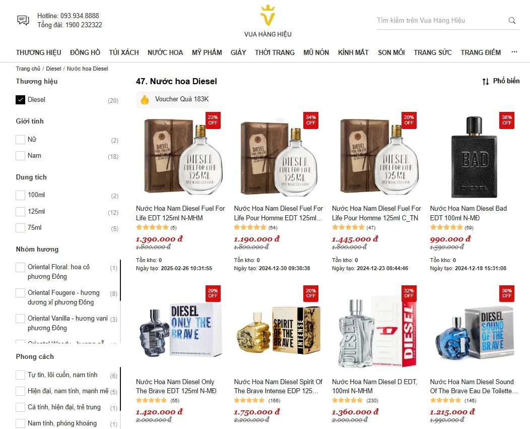Mua nước hoa Diesel chính hãng trên Vua Hàng Hiệu