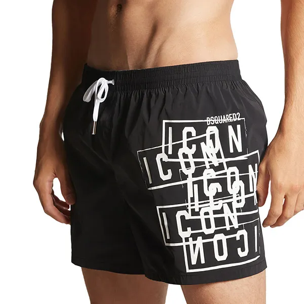Quần Short Nam Dsquared2 Icon Logo-Print D7B8P5400 Màu Đen Size 46