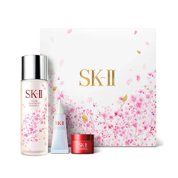 Set 3 Món Dưỡng Da SK-II Set Limited Sakura (Nước Thần Facial Treatment Essense 75ml + Serum Aura 10ml + Kem Skinpower Advanced 15g)