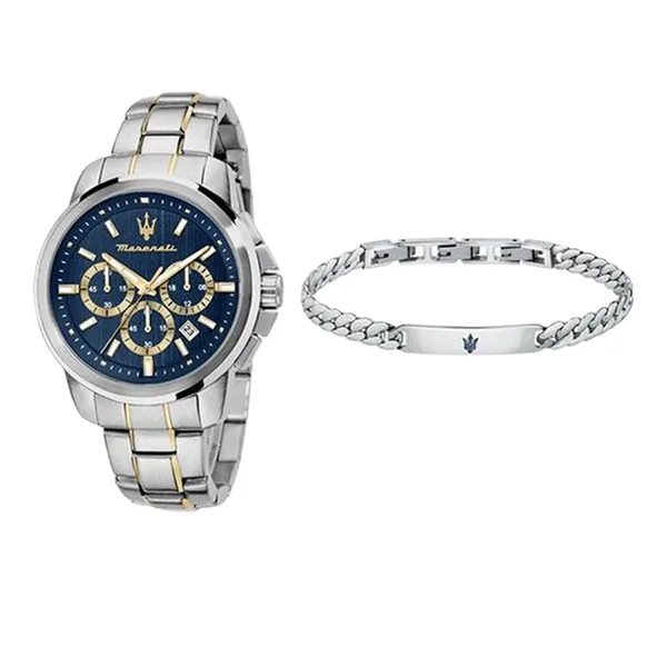Set Đồng Hồ Nam Maserati Successo Và Vòng Tay R8873621036 Màu Xanh Bạc - Đồng hồ - Vua Hàng Hiệu