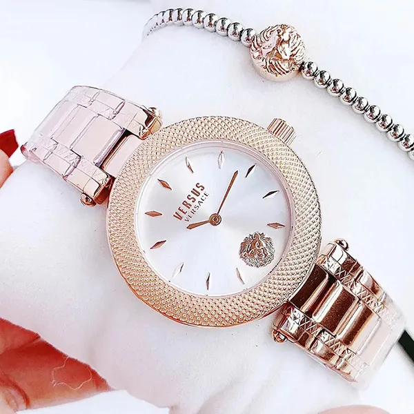 Set Đồng Hồ Và Vòng Đeo Tay Nữ Versace Versus Brick Lane Ladies Watch Rose Gold VSP712218 Màu Vàng Hồng - Đồng hồ - Vua Hàng Hiệu