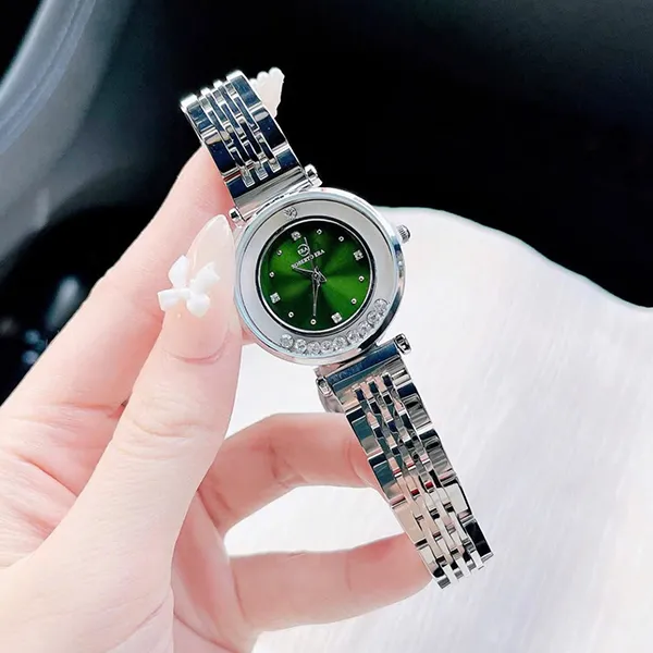 Set Đồng Hồ + Vòng Đeo Tay Nữ Roberto Era Quartz 32mm Màu Bạc Xanh Lá