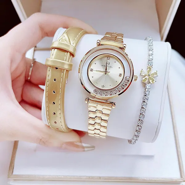 Set Đồng Hồ + Vòng Đeo Tay Nữ Roberto Era Quartz 32mm Màu Vàng Hồng - Đồng hồ - Vua Hàng Hiệu