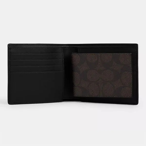 Set Ví Coach 3 In 1 Wallet Gift Set In Signature Canvas CW344 Màu Đen Nâu