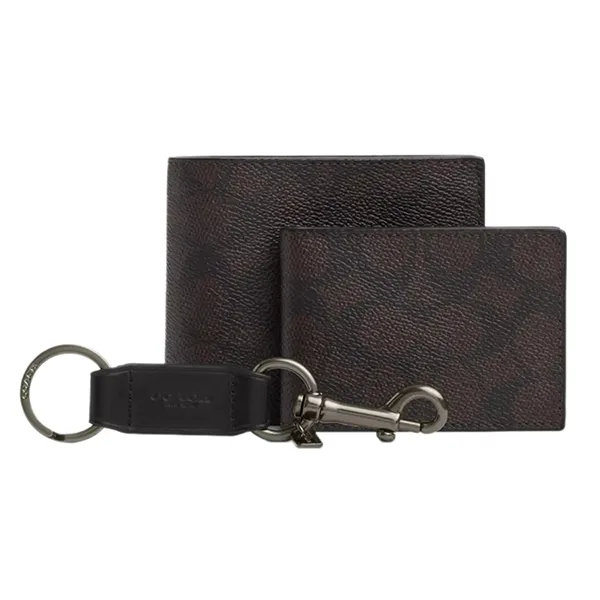 Set Ví Coach 3 In 1 Wallet Gift Set In Signature Canvas CW344 Màu Đen Nâu