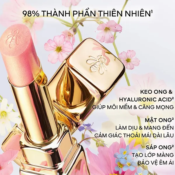 Son Dưỡng Guerlain Kisskiss Bee Glow Pearly 558 Pearly Peony Màu Hồng Cánh Sen 3.2g - Son Môi - Vua Hàng Hiệu