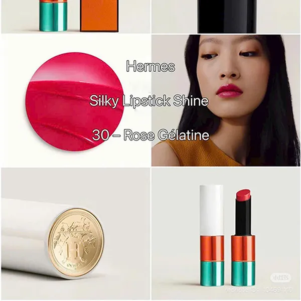 Son Hermès Silky Lipstick Shine Limited Edition 30 Rose Gélatine Màu Đỏ Hồng - Son Môi - Vua Hàng Hiệu