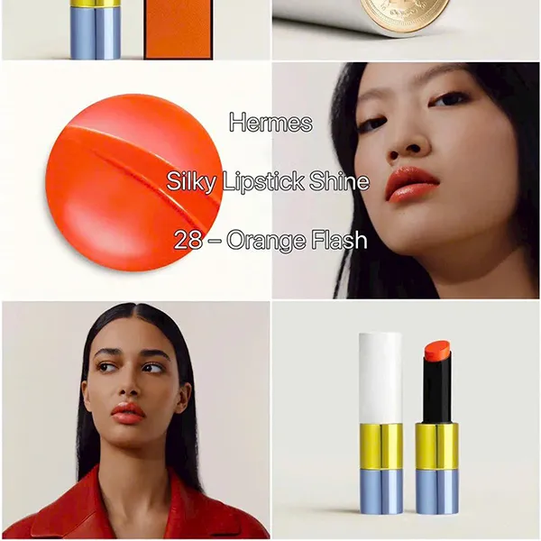 Son Hermès Silky Lipstick Shine Limited Edition 28 Orange Flash Màu Cam Tươi
