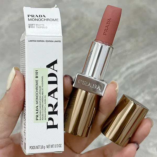 Son Prada Monochrome Soft Matte Brown Limited Edition Lipstick B101 Tiepolo Màu Hồng Cam Đất - Son Môi - Vua Hàng Hiệu