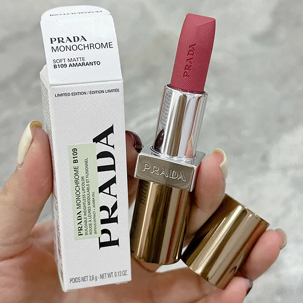 Son Prada Monochrome Soft Matte Brown Limited Edition Lipstick B109 Amaranto Màu Hồng Khô