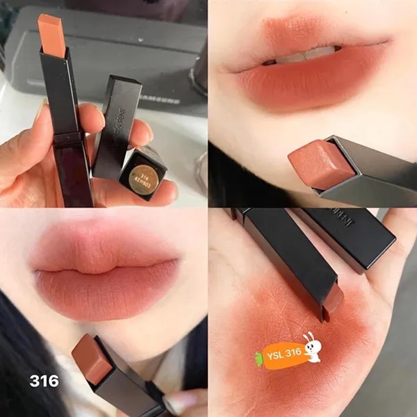 Son Lì Yves Saint Laurent YSL The Slim Velvet Radical 316 Màu Nâu Cam Đất
