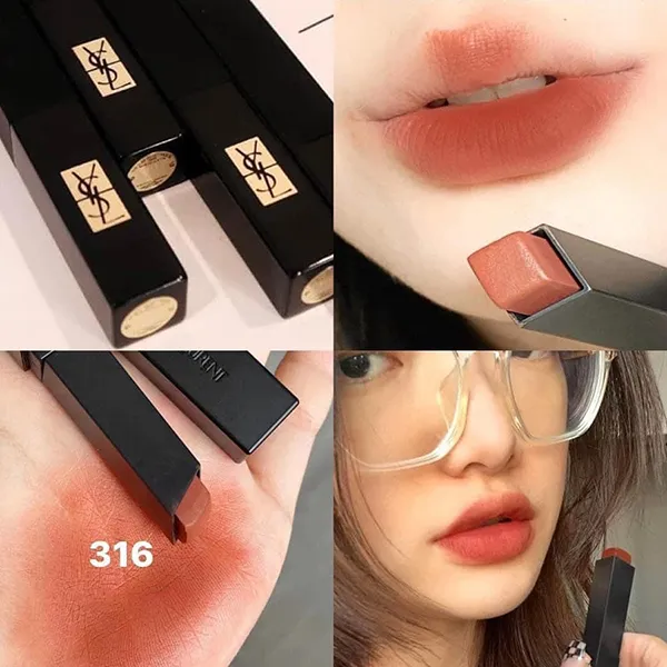 Son Lì Yves Saint Laurent YSL The Slim Velvet Radical 316 Màu Nâu Cam Đất