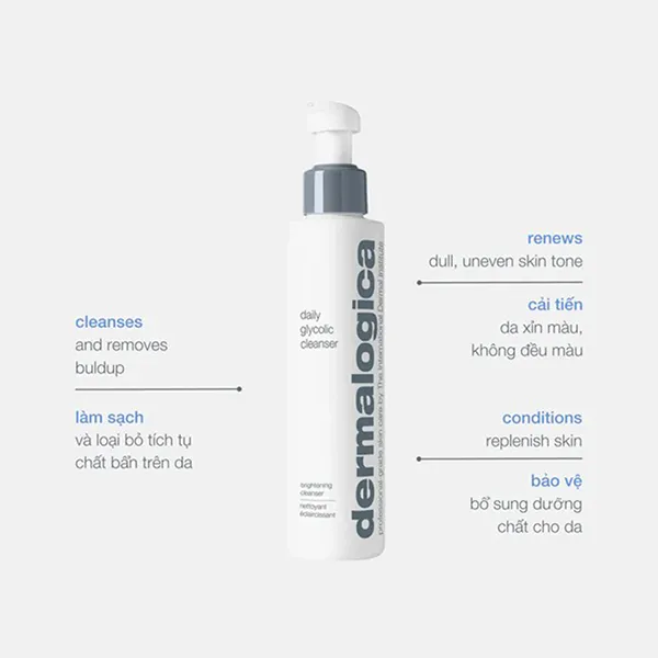 Sữa Rửa Mặt Làm Sáng Và Dưỡng Ẩm Dermalogica Daily Glycolic Cleanser 295ml - Sữa Rửa Mặt - Vua Hàng Hiệu