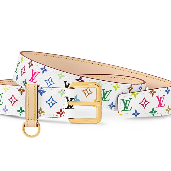 Thắt Lưng Nữ Louis Vuitton LV X TM LV D-Ring 30mm Belt M8981U Màu Trắng Họa Tiết Size 90