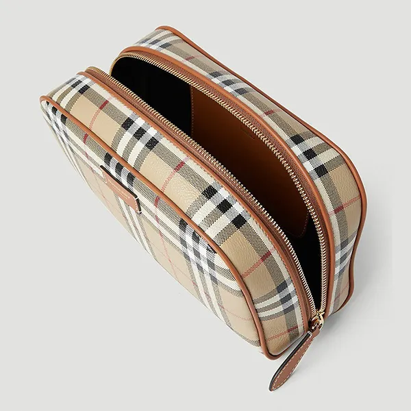 Túi Cầm Tay Burberry Check Cosmetic Pouch 8067158 Màu Beige