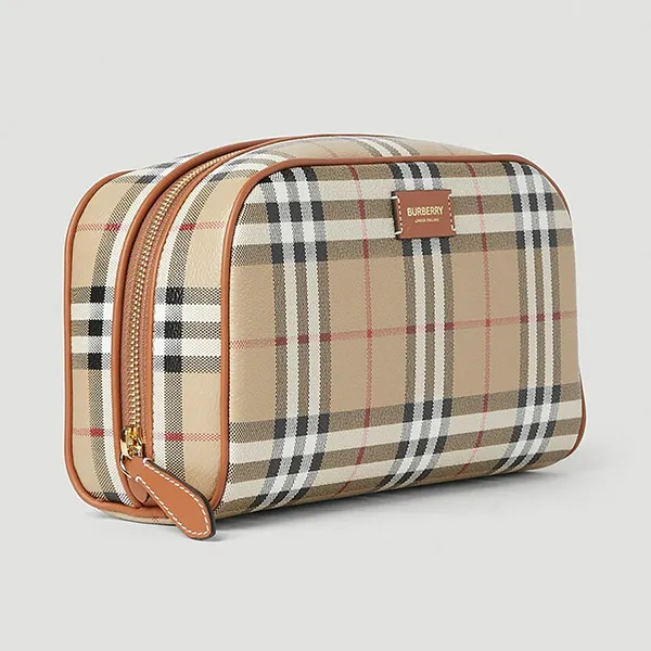 Túi Cầm Tay Burberry Check Cosmetic Pouch 8067158 Màu Beige