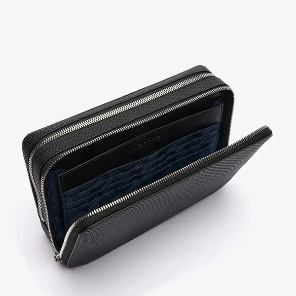 Túi Cầm Tay Nam Lacoste Chantaco Piqué Leather Zipped Pouch NH2922CE 000 Màu Đen
