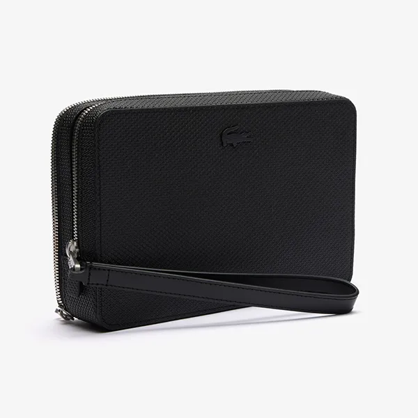 Túi Cầm Tay Nam Lacoste Chantaco Piqué Leather Zipped Pouch NH2922CE 000 Màu Đen