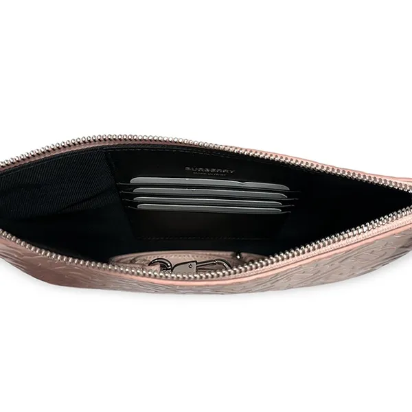 Túi Cầm Tay Nữ Burberry TB Peugeot Leather Embossed Side Bag Light Pink 80757971 Màu Hồng
