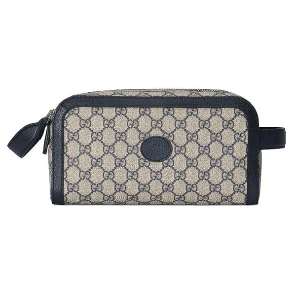 Túi Cầm Tay Nữ Gucci Women's Toiletry Case Interlocking Beige Blue Supreme 730116K9GSN4075 Màu Be Xanh - Túi xách - Vua Hàng Hiệu