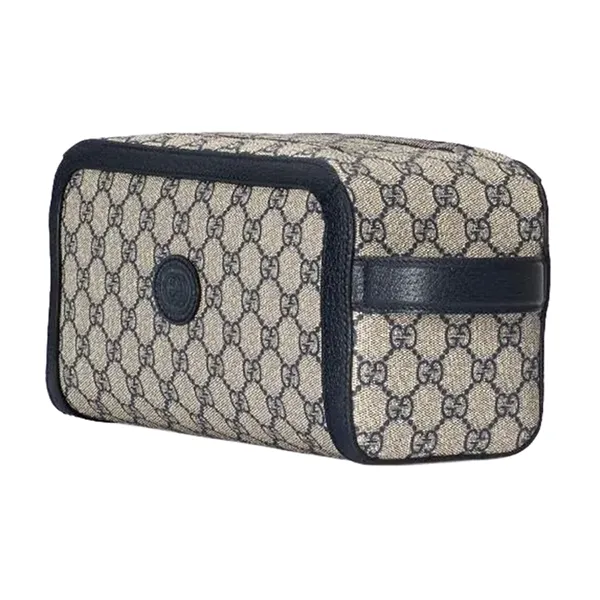 Túi Cầm Tay Nữ Gucci Women's Toiletry Case Interlocking Beige Blue Supreme 730116K9GSN4075 Màu Be Xanh - Túi xách - Vua Hàng Hiệu