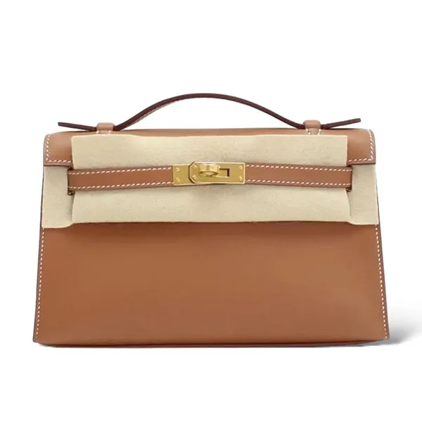 Túi Cầm Tay Nữ Hermès Kelly Pochette Gold Swift Gold Màu Nâu - Túi xách - Vua Hàng Hiệu