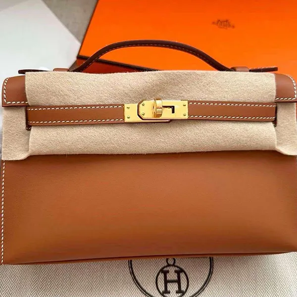 Túi Cầm Tay Nữ Hermès Kelly Pochette Gold Swift Gold Màu Nâu - Túi xách - Vua Hàng Hiệu