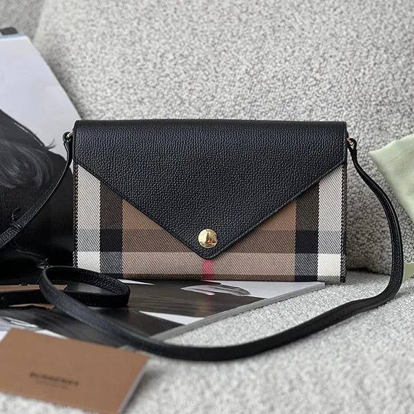 Túi Đeo Chéo Burberry Hannah Multi-Card Crossbody Bag 80731551 Màu Đen Kẻ D-HH - Túi xách - Vua Hàng Hiệu