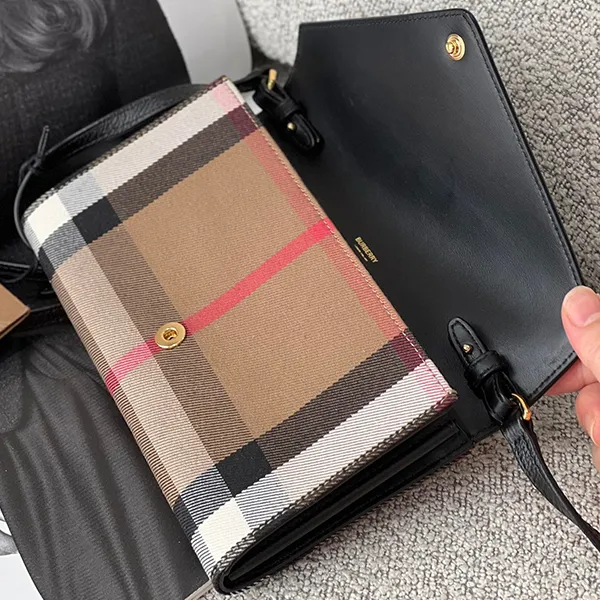 Túi Đeo Chéo Burberry Hannah Multi-Card Crossbody Bag 80731551 Màu Đen Kẻ D-HH - Túi xách - Vua Hàng Hiệu