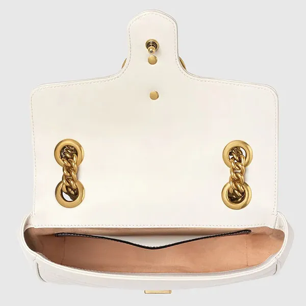 Túi Đeo Chéo Nữ Gucci GG Marmont Matelassé Leather Mini Bag Màu Trắng