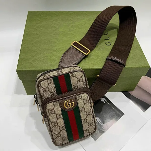 Túi Đeo Chéo Nam Gucci GG Ophidia Logo Crossbody Bag Màu Nâu Be - Túi xách - Vua Hàng Hiệu