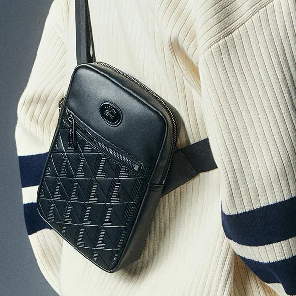 Túi Đeo Chéo Nam Lacoste Men's Monogram Satchel NH4486MR 000 Màu Đen