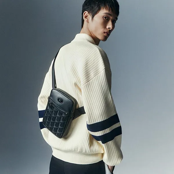 Túi Đeo Chéo Nam Lacoste Men's Monogram Satchel NH4486MR 000 Màu Đen