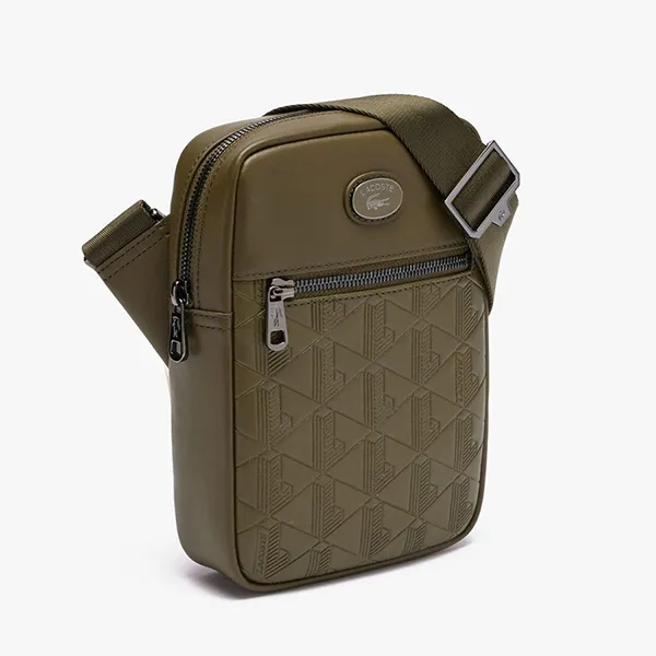 Túi Đeo Chéo Nam Lacoste Monogram Print Satchel NH4486MR N62 Màu Xanh Olive