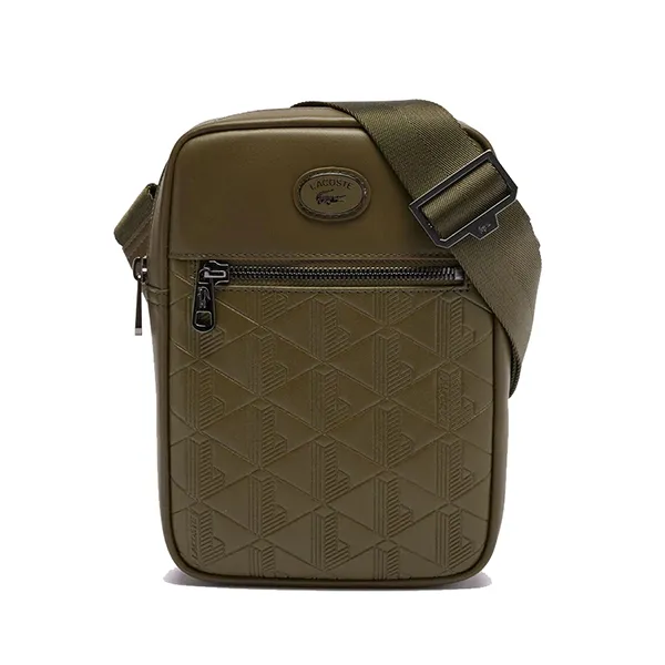 Túi Đeo Chéo Nam Lacoste Monogram Print Satchel NH4486MR N62 Màu Xanh Olive