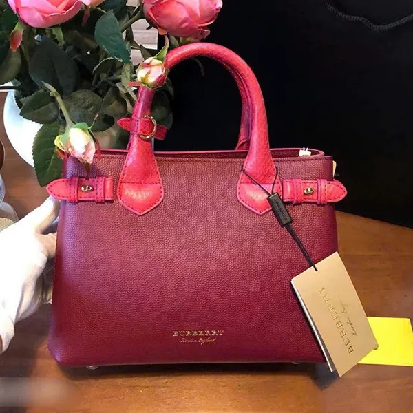 Túi Đeo Chéo Nữ Burberry Burgundy/Pink Snakeskin And Leather Màu Đỏ