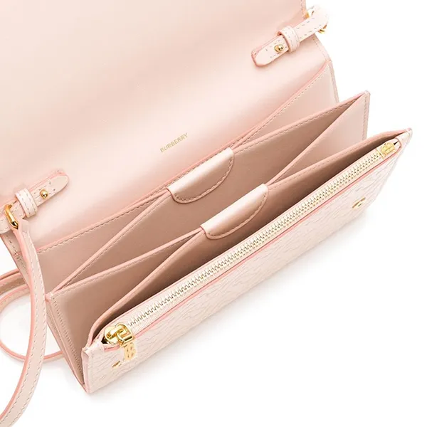 Túi Đeo Chéo Nữ Burberry Leather Long Wallet Pink 80104781 Màu Hồng