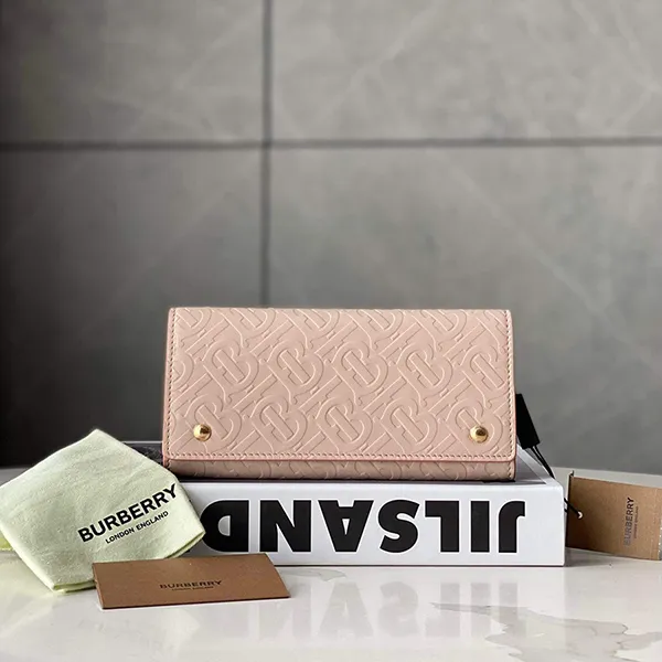 Túi Đeo Chéo Nữ Burberry Leather Long Wallet Pink 80104781 Màu Hồng