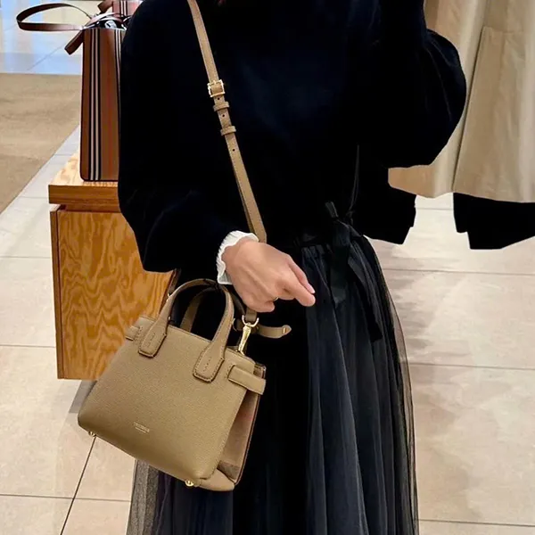 Túi Đeo Chéo Nữ Burberry The Baby Banner House Màu Nâu Sữa - Túi xách - Vua Hàng Hiệu