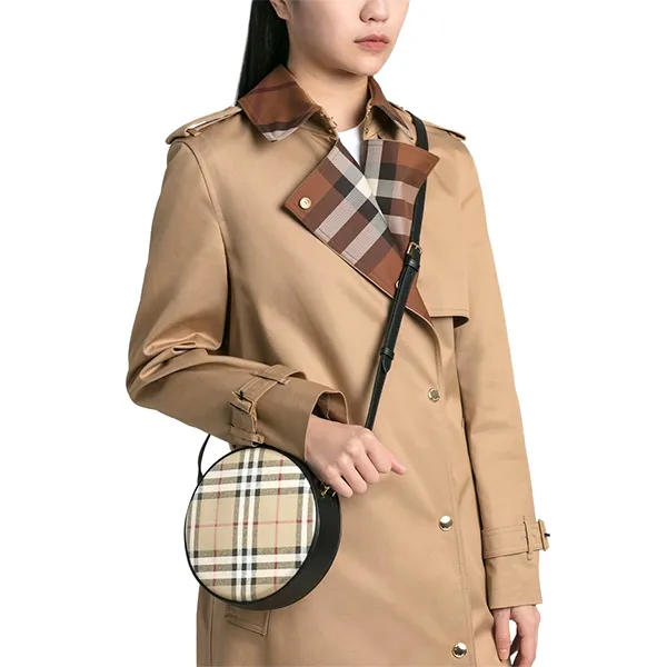 Túi Đeo Chéo Nữ Burberry Vintage Check And Leather Louise Crossbody Bag 80580051 Màu Be Đen D-HH - Túi xách - Vua Hàng Hiệu