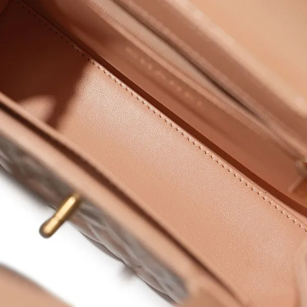 Túi Đeo Chéo Nữ Chanel Beige Quilted Aged Calfskin Mini Kelly Crossbody Bag Màu Be Hồng