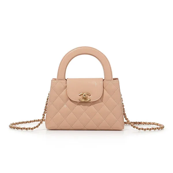 Túi Đeo Chéo Nữ Chanel Beige Quilted Aged Calfskin Mini Kelly Crossbody Bag Màu Be Hồng