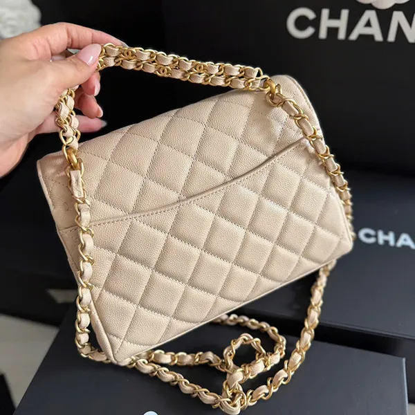 Túi Đeo Chéo Nữ Chanel Flap Bag Màu Be - Túi xách - Vua Hàng Hiệu