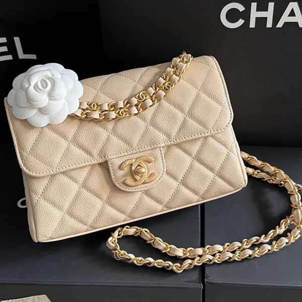 Túi Đeo Chéo Nữ Chanel Flap Bag Màu Be - Túi xách - Vua Hàng Hiệu