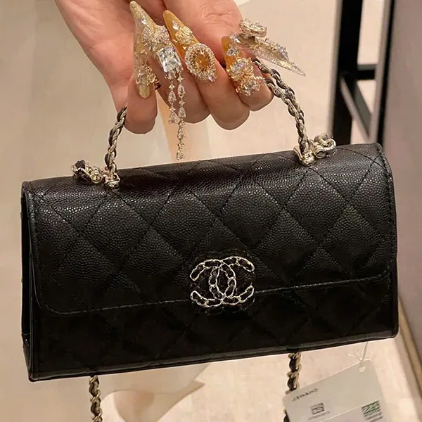 Túi Đeo Chéo Nữ Chanel Kelly Caviar Màu Đen D- MT